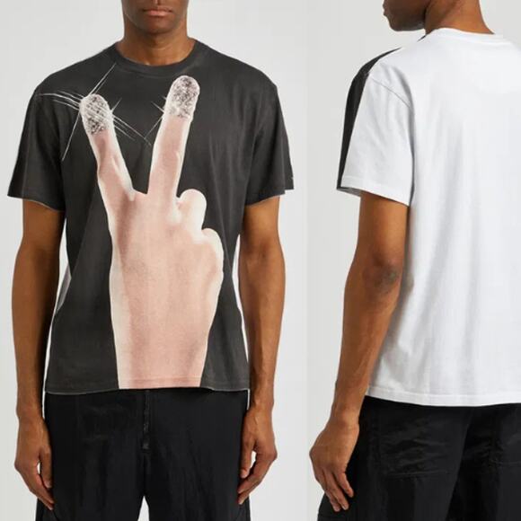 New JW Anderson Black Michael Clark Edition Peace Sign Tee T-Shirt Size Small - Picture 1 of 8